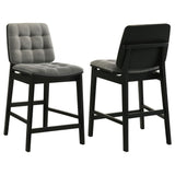 Redbridge Grey Velvet Upholstered Counter Chair with Black Wood Frame front view