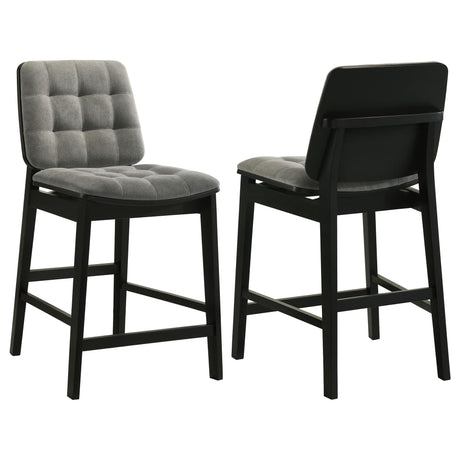 Redbridge Grey Velvet Upholstered Counter Chair with Black Wood Frame front view