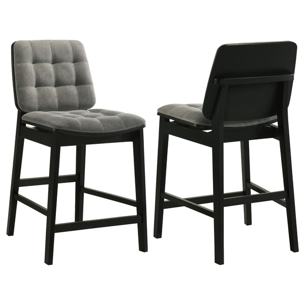 Redbridge Grey Velvet Upholstered Counter Chair with Black Wood Frame front view