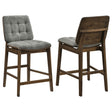 Redbridge grey velvet upholstered counter chair with walnut wood frame front view