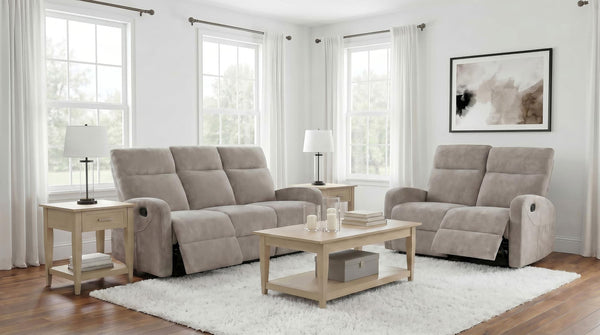 Hamilton reclining sofa in sand chenille, front view