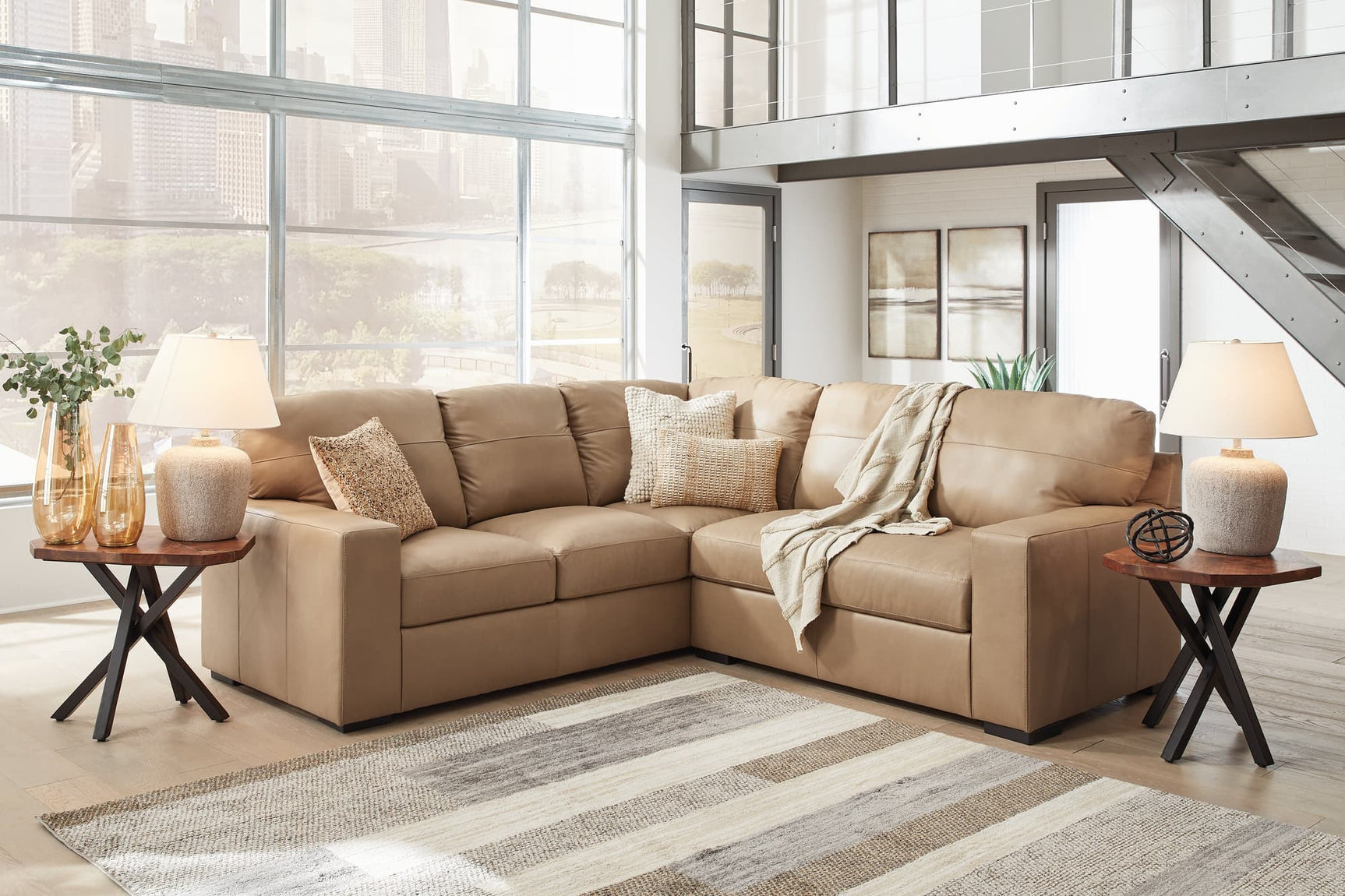 Bandon Toffee Leather 2-Piece Sectional sectional sofa main view