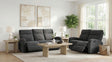 Hamilton 2-piece Chenille Manual Reclining Sofa Set Charcoal Grey front view
