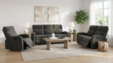 Hamilton 3-piece reclining sofa set in charcoal grey chenille, front view