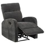 Hamilton Charcoal Grey Chenille Upholstered Manual Glider Recliner front view