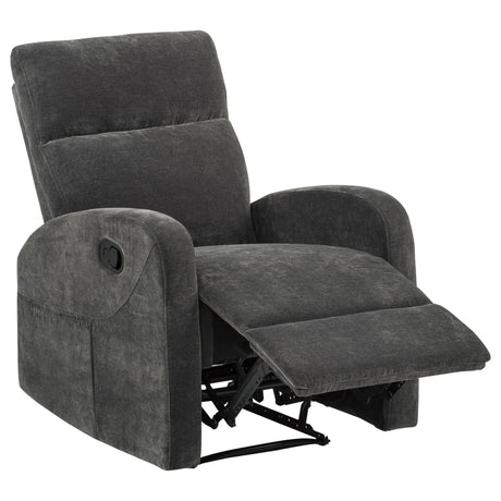 Hamilton Charcoal Grey Chenille Upholstered Manual Glider Recliner front view