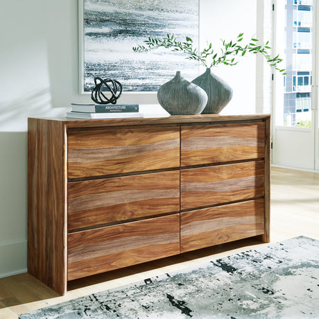 Dressonni Brown 6-Drawer Wood Dresser front view