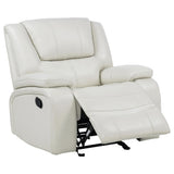 Camila Upholstered Glider Recliner Chair White front view
