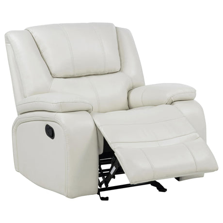 Camila Upholstered Glider Recliner Chair White front view