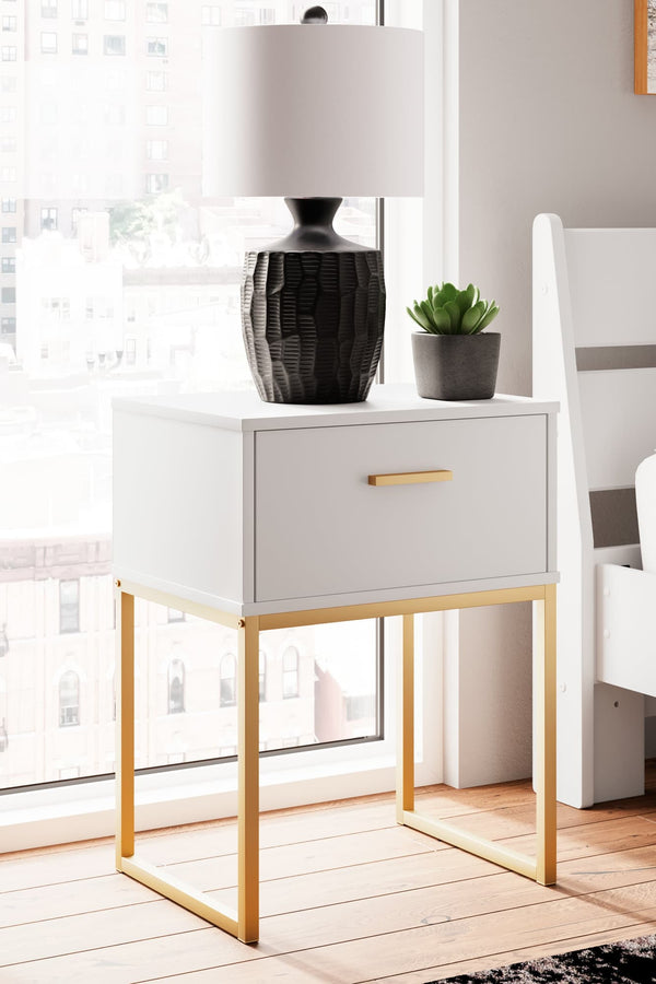 Socalle Two-Tone Nightstand front view showing drawer and goldtone legs