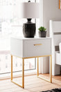 Socalle Two-Tone Nightstand front view showing drawer and goldtone legs