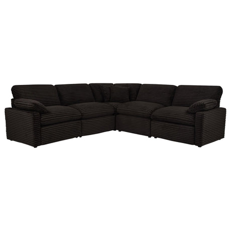 Collins 5-piece modular power reclining sectional chocolate brown front angle