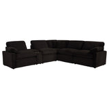 Collins 6-piece modular power reclining sectional chocolate brown, angled view
