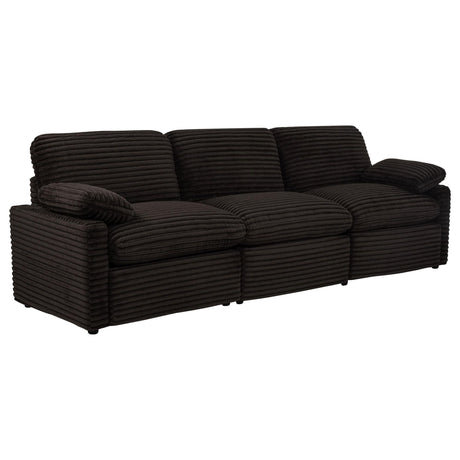 Chocolate brown Collins modular power sofa, front angle view
