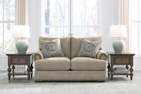 Galemore Quarry Chenille Loveseat front view in quarry fabric upholstery