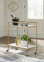 Plattfield Antique Gold Finish Bar Cart angled view