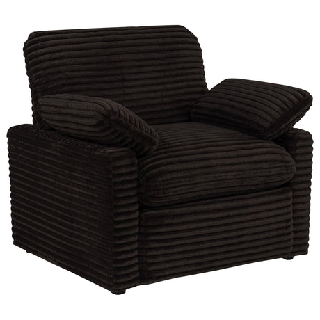Collins Upholstered Power Recliner Chair Chocolate Brown front view