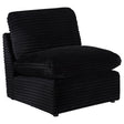 Collins modular armless chair in black fabric, front angle