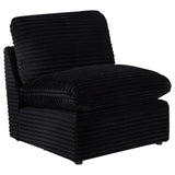Collins modular armless chair in black fabric, front angle