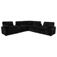 Collins 7-piece modular black fabric power reclining sectional sofa angled view