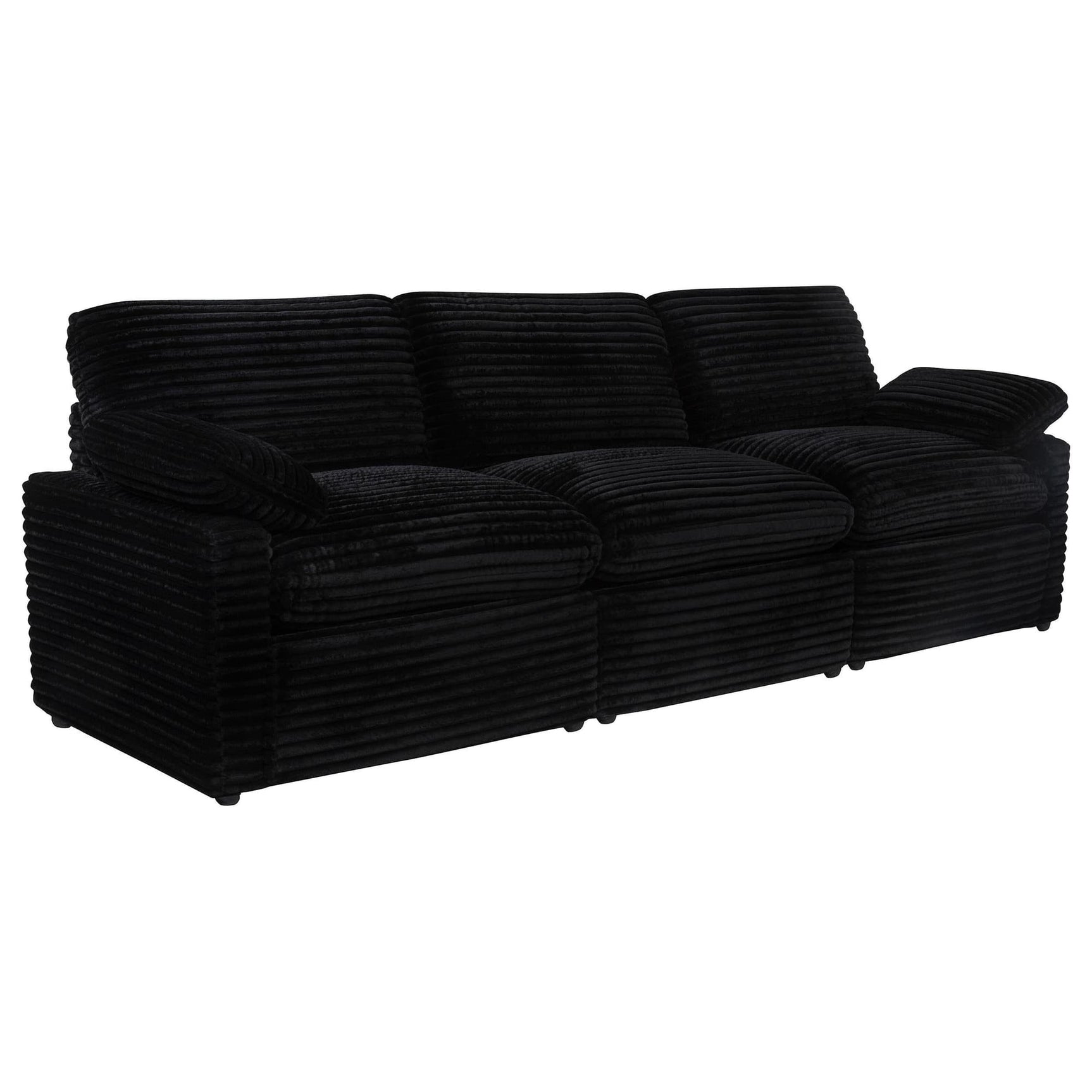 Collins Modular Power Reclining Sofa in black fabric, front view