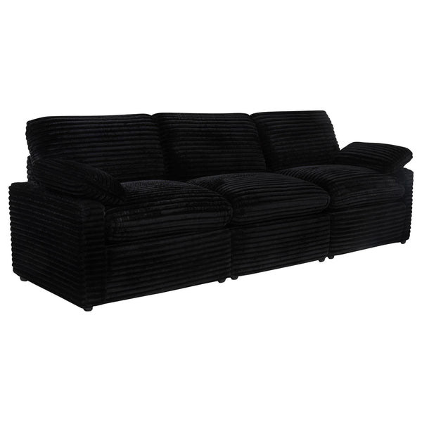 Collins Modular Power Reclining Sofa in black fabric, front view