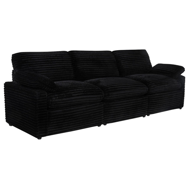 Collins Modular Power Reclining Sofa in black fabric, front view