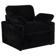 Collins black upholstered power recliner chair front angle