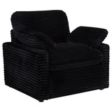 Collins black upholstered power recliner chair front angle