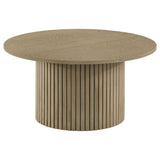 Hamlyn Round Fluted Cocktail Coffee Table Natural Oak front view