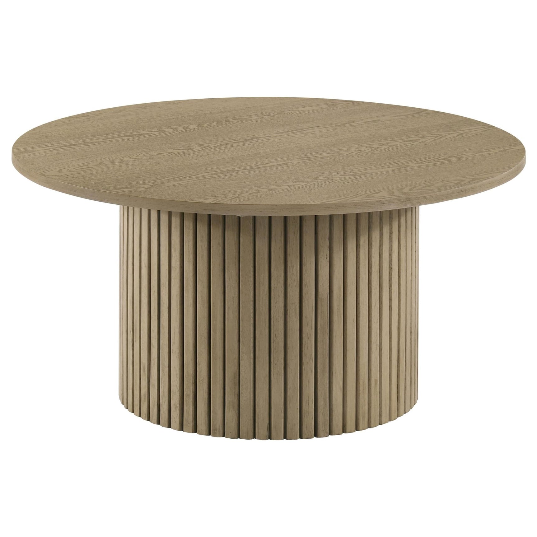 Hamlyn Round Fluted Cocktail Coffee Table Natural Oak front view
