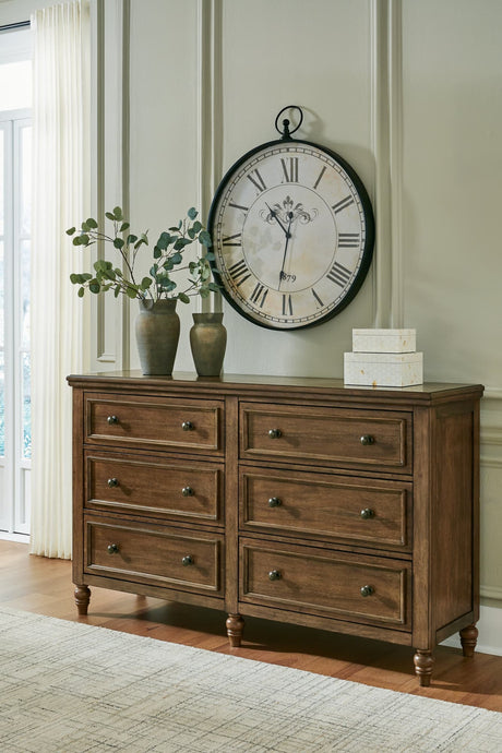 Sturlayne Traditional Brown 6-Drawer Dresser front view