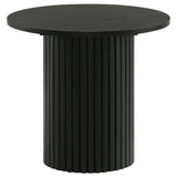 Hamlyn Round Fluted Occasional Side Table Black, front view