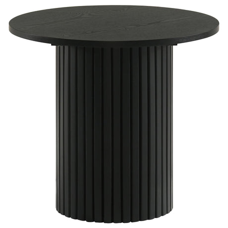 Hamlyn Round Fluted Occasional Side Table Black, front view