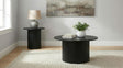 Hamlyn black round fluted coffee table angled side view