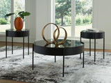 Ardoline Black Round Coffee Table Front View