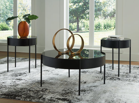 Ardoline Black Round Coffee Table Front View