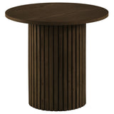 Hamlyn Round Fluted Walnut Side Table front view