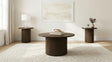 Hamlyn round fluted coffee table with walnut veneer top and fluted pedestal base