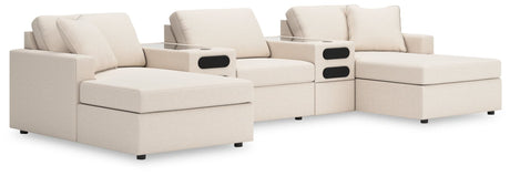 Modmax Oyster Nuvella® 5-Piece Double Chaise sectional front angle view