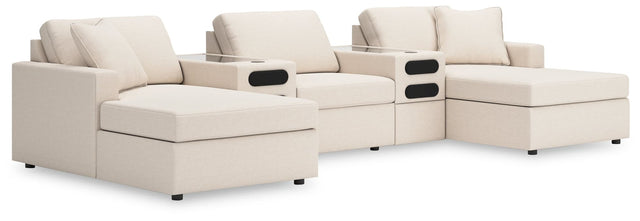 Modmax Oyster Nuvella® 5-Piece Double Chaise sectional front angle view