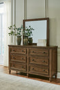 Sturlayne Traditional Brown Dresser with Mirror angled view