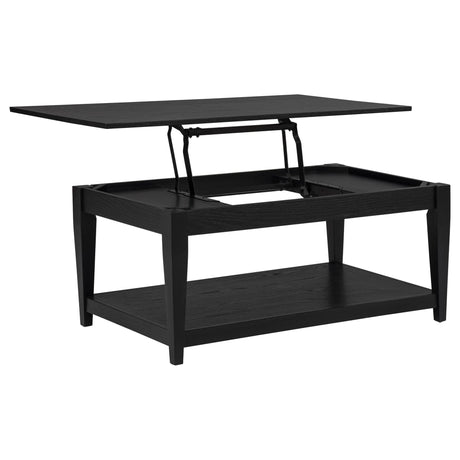 Lindenton Lift-Top Black Coffee Table - front view with lid closed