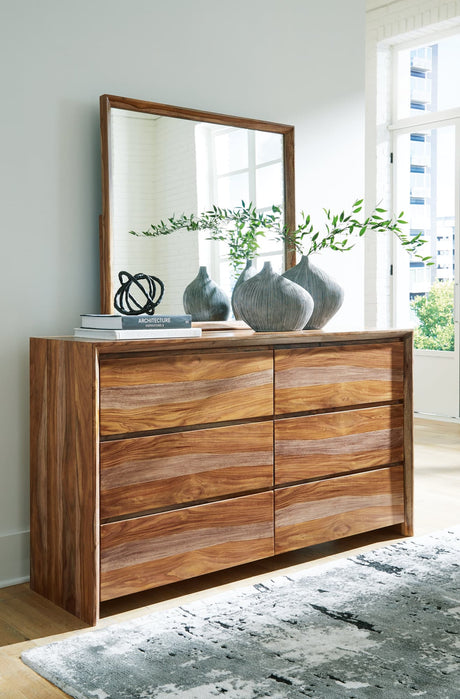 Dressonni Brown Dresser and Mirror front view