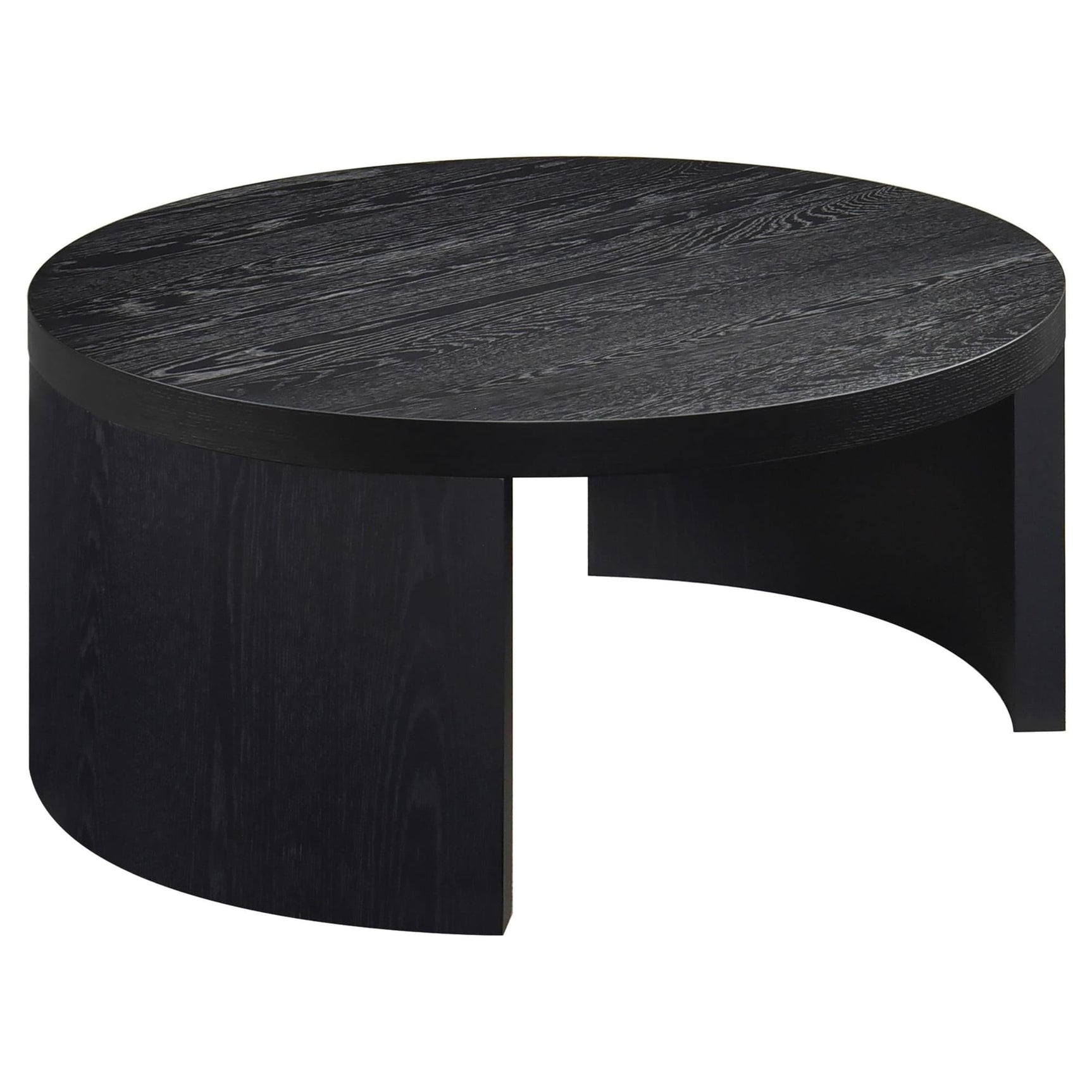 Sweeney 39-inch round black wood coffee table top view