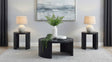Sweeney 3-piece coffee and end table set black, angled front view