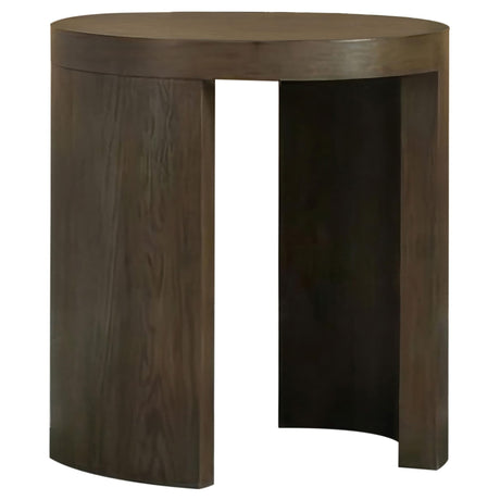 Sweeney 24-inch round dark walnut wood occasional side end table front view