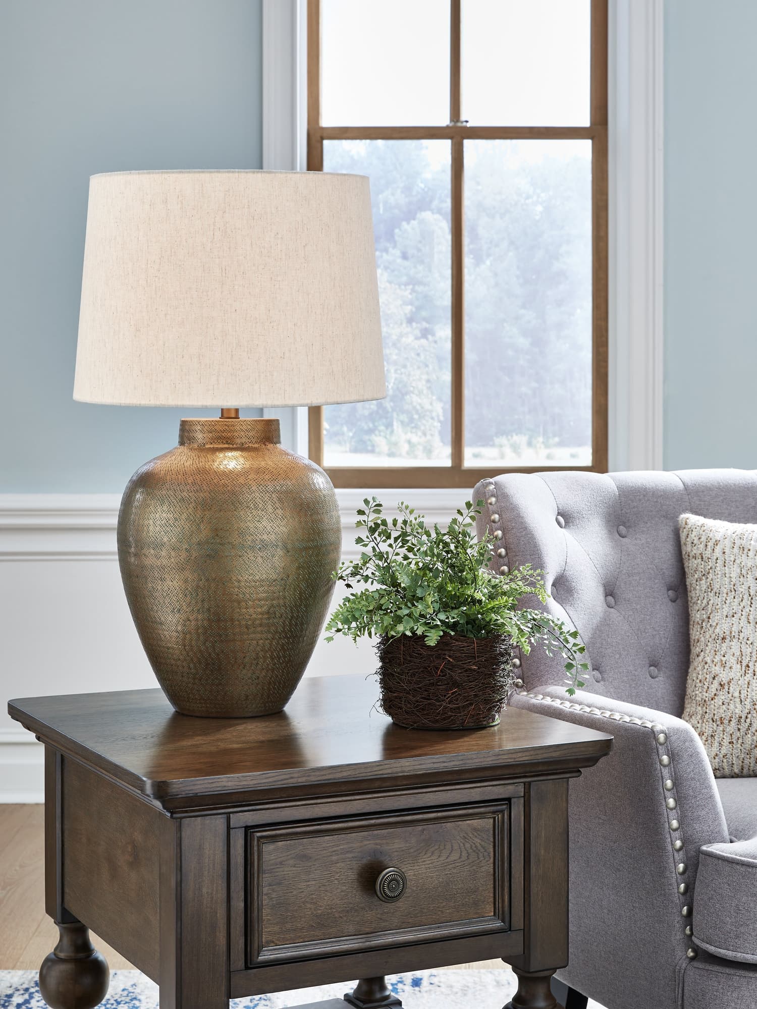Madney Antique Gold Finish Table Lamp front view