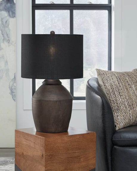 Naareman Metallic Black Table Lamp front view