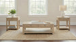 Marcelo 3-piece coffee and end table set in light elm angled view